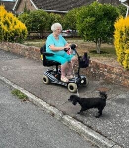 Read more about the article ​Scooter test drives are always better with Ziggy along for the ride! 🐶🛵